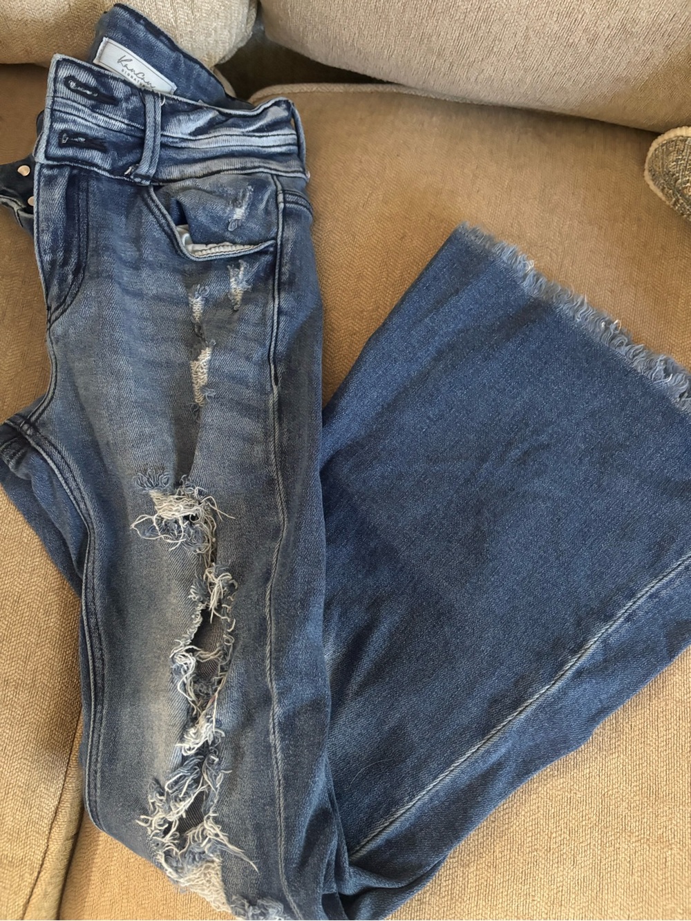 KanCan Distressed Dark Blue Flare Jeans